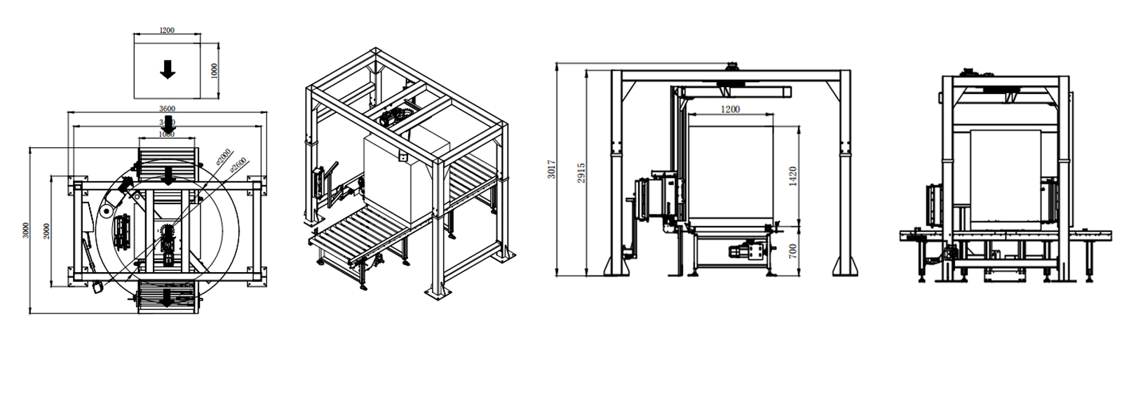 MP402 全自動在線式懸臂纏繞機(jī)(圖1) MP402 全自動在線式懸臂纏繞機(jī)(圖1)